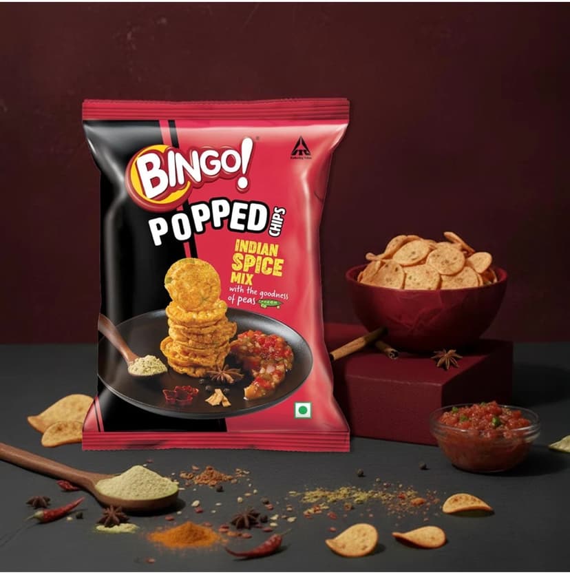 Bingo popped indian spice mix potato chips
